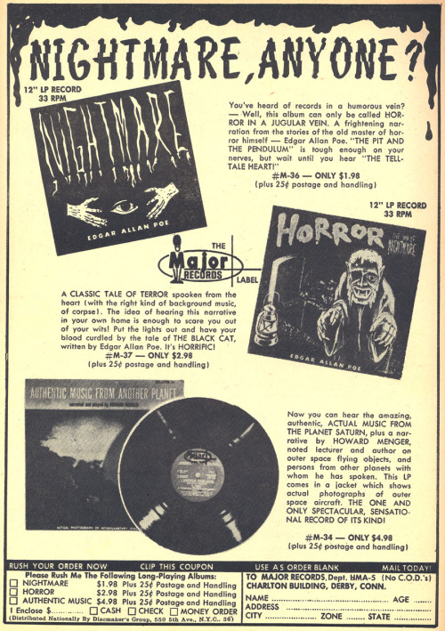 Sex cryptofwrestling:  Horror Records ad(1964) pictures