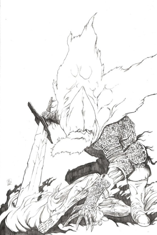 wrathcomics:Another Slave Knight Gael (pencils) from Dark Souls 3!  I decided to do another Gael piece because I wasn’t totally happy with the last one :P