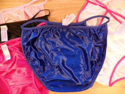 katiefancysatinpanty:  be my Loveliest Sweetie in the whole world and reblog for me Honey?    Perfect Pretty Victoria’s Secret Second Skin Satin String Bikini Panty with 6 Katie &amp; Laura’s Fancy Satin Panty String Bikinis. Winner gets Amazing