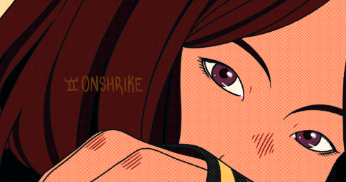 onshrike:i tried coloring using only halftones [image caption: A digital drawing of Akane from the Z