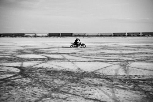 Sometimes you gotta stop on the side of the interstate and ride the salt flats. Photo by Yve Assad