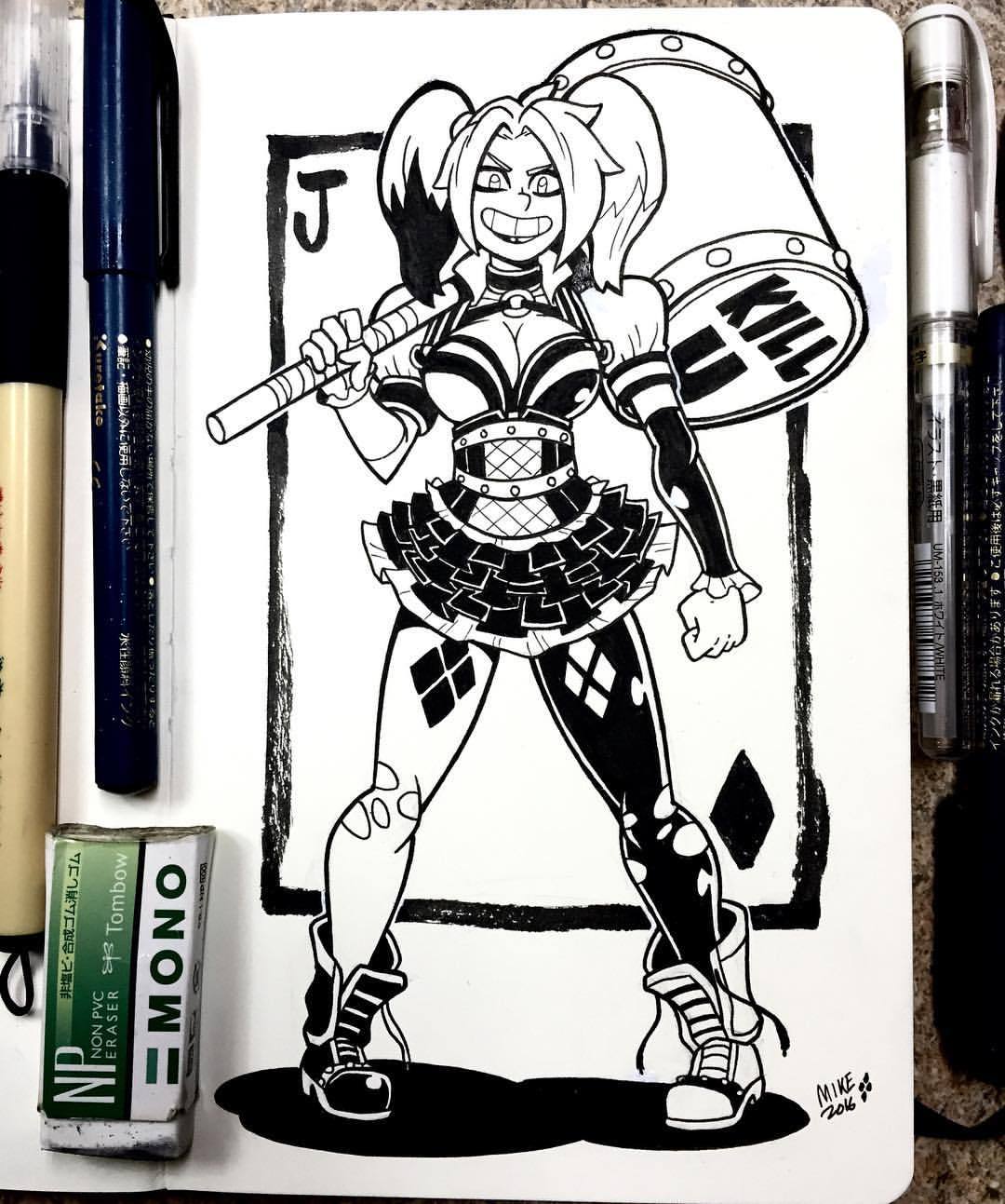 mikeluckas:  Inktober day 2! The maid I drew yesterday reminded me of Harley Quinn’s