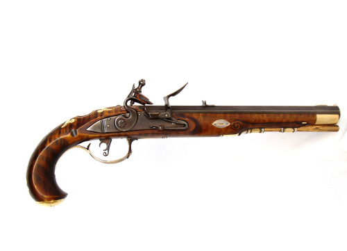 Contemporary made flintlock pistol styled after the work of Lancaster County gunsmith, Henry Albrigh