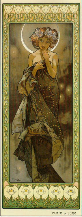 artist-mucha:  The Moon, 1902, Alphonse Muchahttps://www.wikiart.org/en/alphonse-mucha/evening-star