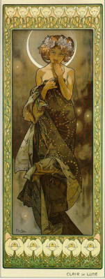 artist-mucha:  The Moon, 1902, Alphonse Mucha  It&rsquo;s nice to see the framing around it. 