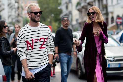 streetstylevgenio:Paolo Stella + Candela Novembre | Milan Fashion Week | Before N21