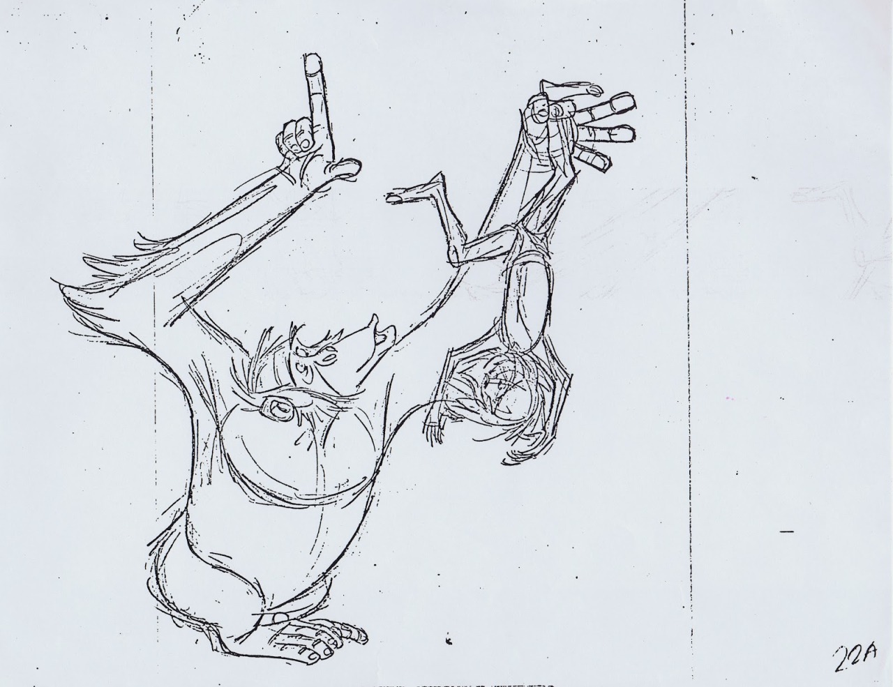 the-disney-elite:   Milt Kahl’s pencil animation of King Louie and Mowgli from