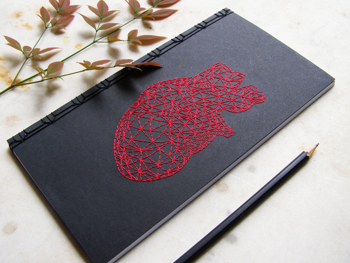 itscolossal:  Notebooks Adorned with Hand-embroidered Blood Vessels, Insects, and