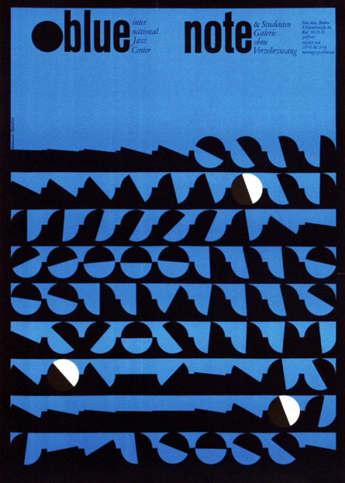 Hans-Jürgen Spohn, poster artwork for blue note international Jazz Center Berlin, 1960. “Studenten G