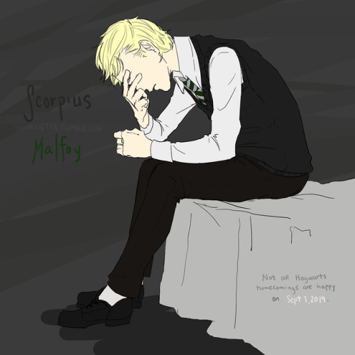 “Not all Hogwarts homecomings are happy.” Scorpius Malfoy preparing to go back to Hogwar