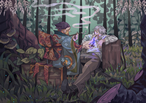 amarcia:Smoking break.&gt; Art blog | | Illustration tag | Mononoke tag | Ko-fi