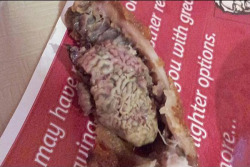 fuckyeahveganlife:  student finds “brain” in meal  hahaha “‘I have a habit of picking the chicken off the bone with my fingers and as I pulled the second piece apart, I saw this horrible wrinkled foreign body,’ he said.”  foreign body? you’re