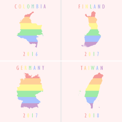 dudes: all 22 countries where nationwide same-sex marriage is legalised. #LoveWins update 30.6.2017: