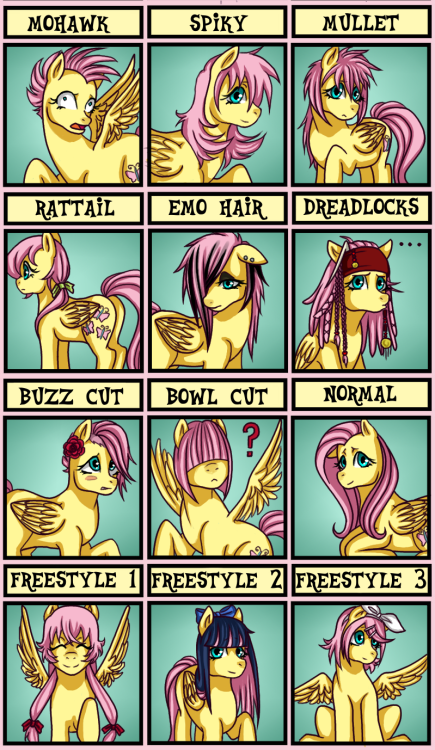 madame-fluttershy:  24 Mane Styles For Fluttershy by *Dragonina  Cuteness. :3
