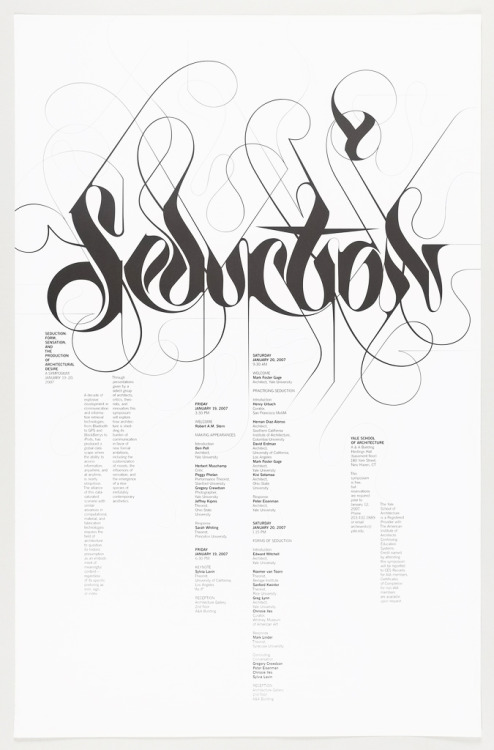 Marian Bantjes, titling Seduction, poster for Yale School of Architecture Symposium, 2007.