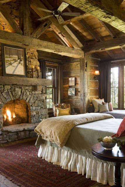 bluepueblo:  Fireplace Bedroom, Gallatin Mountains, Montana photo via maura 
