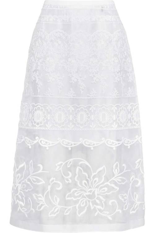 Embroidered silk-organza skirt