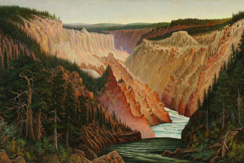 A Canyon River with Pines and Figures (Yellowstone), Grafton Tyler Brown, ca. 1886