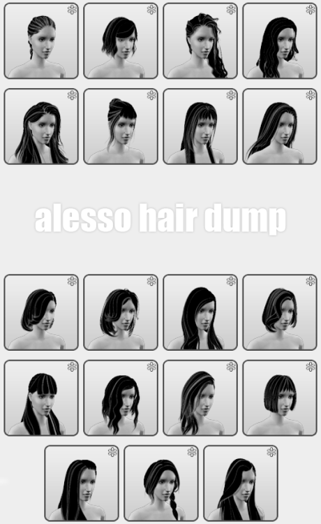 19 Alesso Meshes in The New Hair Systemcolors by @pooklet.textures by @remisims.binned, familied, to