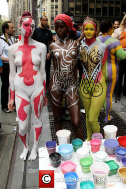 nakedgreg:  Body-painting in NYC, my friend