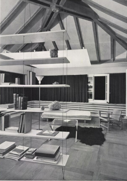 germanpostwarmodern:Interior Renovation (1946) of a Tower Room in Zurich, Switzerland, by Aldo van E