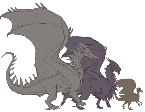 variablejabberwocky: saeto15: here’s a size comparison for the three dragons i’ve done s