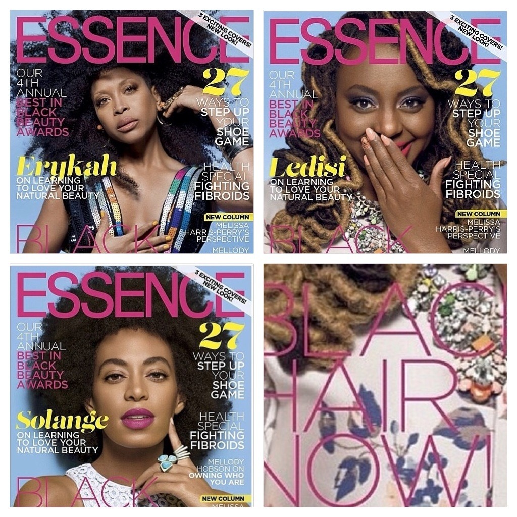 Natural Hair on The Corner - Essence Mag May 2014 Issue
Essence has decided to take the natural hair conversation further with their Black Hair Now issue, which has a three part cover that includes Ms. Badu, Solange, and Ledisi. The women look...