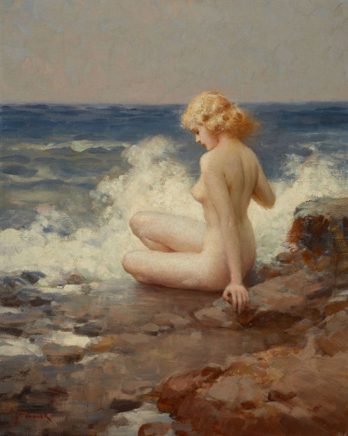 fleurdulys:  Nude on the Shore - Joseph Tomanek  20th century