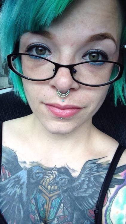 Labret and Philtrum, pierced by Rick at 713 Tattoo in Houston, TX. Healed and downsized to Capri Blu