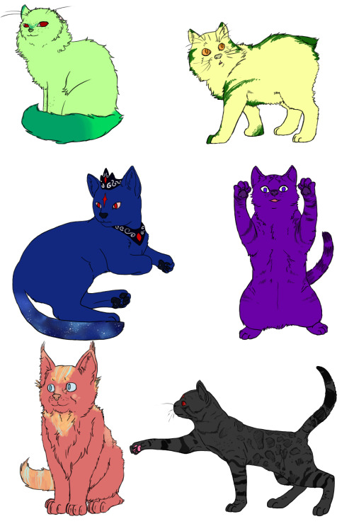 talktoturquoise:  Thank you all for over 200 followers! :D Made everyone kitties as a tribute to Turquoise’s love of cats. Birman, Cymric, Flamepoint, Mackerel, Mainecoon, and Savannah kitties. Featuring:  asktwirlybug, askpeonyponi, askqueenluna,