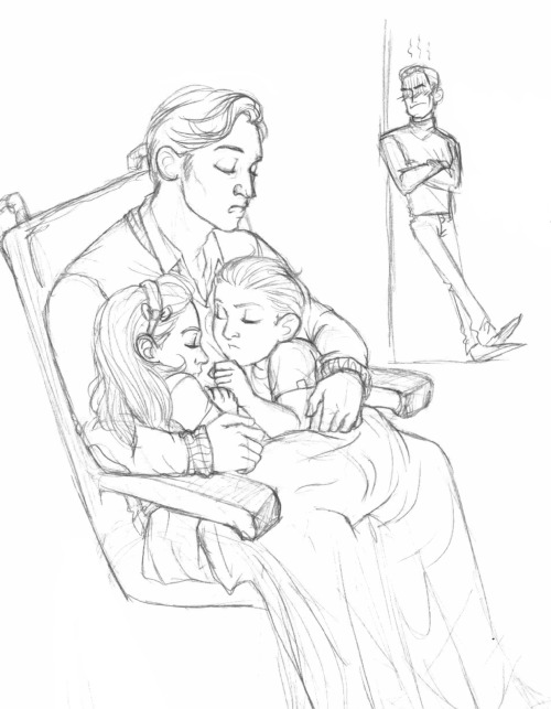 littlesmartart: charles looking after babbu wanda and pietro, and erik being aggressively in denial 