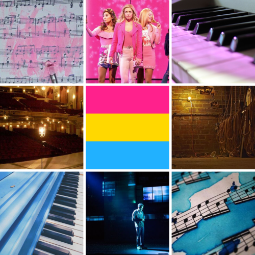 Pansexual theatre and music moodboard for @justawholesomedork!Lemme know if you’d like anythin