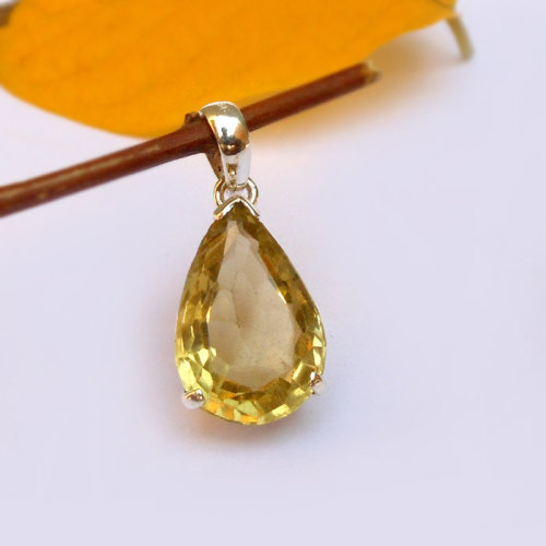 Yellow lemon topaz pendant necklace Jewelry Yellow Pendant Lemon Pear Gemstone 925 Silver Pendant To