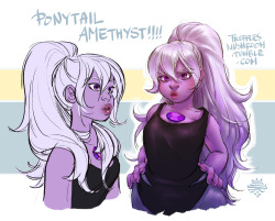 trufflesmushroom:  some loose amethyst sketches tonight. honestly the ponytail look is so good… 