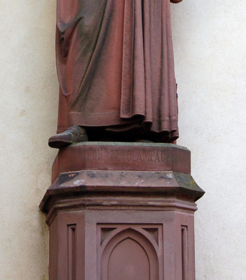 Statue of Johannes Oecolampadius at Basel Minster.&gt; Photo by Wladyslaw Sojka (2006)