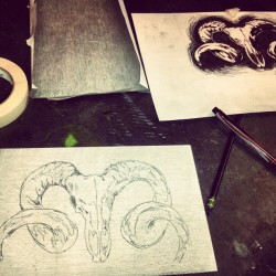 bringmedownn:  Working on this first project #printmaking (at KU Art &amp; Design)