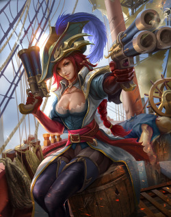 league-of-legends-sexy-girls:  League of Legends - Captain Fortune fanart by derrickSong 