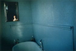 hellaween:  self-portrait in blue bathroom, nan