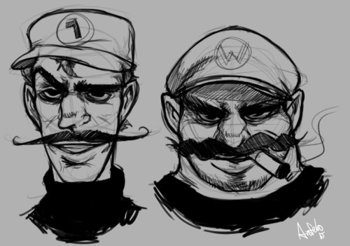 lord-anfelo: Doodles Waluigi & Wario and Mario & Bowser 