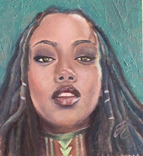 fyblackwomenart:  “Beautiful locks”  Beautiful face. Love the highlights.