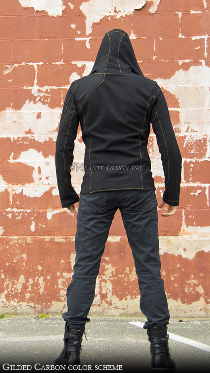 volantedesign:  The Augment H-2.. is a seamless human-cyborg integration. Angular in its seam lines, but soft and form fitting, this hoodie brings the sharp edges of robotic design in contrast with 12 oz pre-washed, pre-shrunk, cotton sweatshirt fleece.