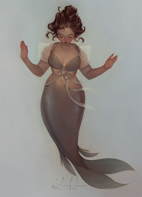 loish:my final work for mermay - the colored-in version of the gibson girl mermaid I drew a few week