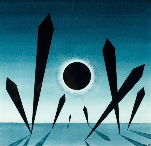 thunderstruck9:Nikolai Vetchtomov (Russian, 1923-2007), Black and the Sun, 1989. Watercolour, 68 x 7