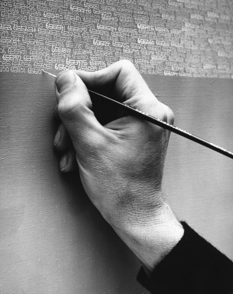 victim:  Roman Opałka was a French-born Polish painter who painted numbers. In 1965 he began painting a process of counting – from one to infinity. Starting in the top left-hand corner of the canvas and finishing in the bottom right-hand corner, the