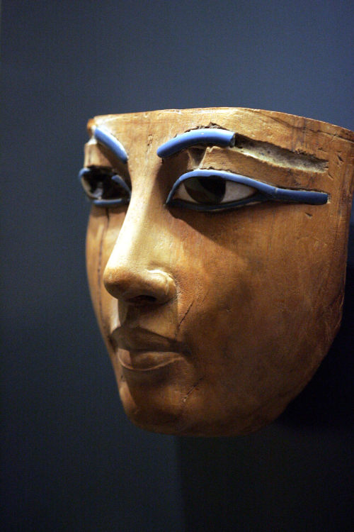 Wooden mummy mask from 18th dynasty Egypt