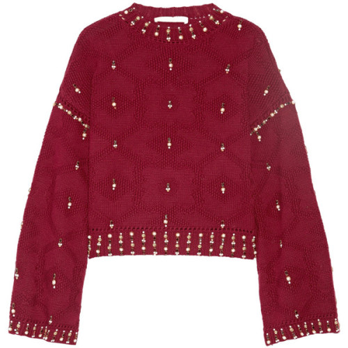 Jonathan Simkhai Matador embellished wool sweater ❤ liked on Polyvore (see more wool sweaters)