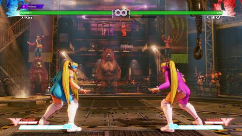 fancifuldancingstar:  In-game screenshots of R. Mika’s alternate costume. It might be related to the story mode, especially since Zangief’s alternate costume seems to match hers, implying a possible tag-team within the game’s story. 