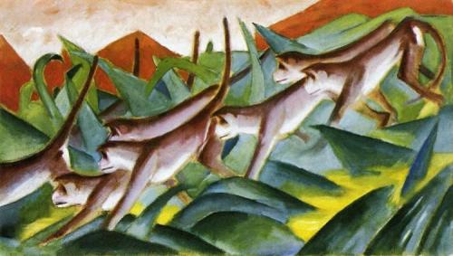 Franz Marc: Monkey Frieze, 1911, 76*134 cm, oil on canvas, Kunsthalle Hamburg