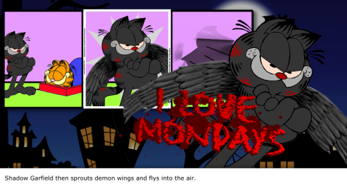 fanfictionimg:Shadow Garfield then sprouts demon wings and flys into the air.