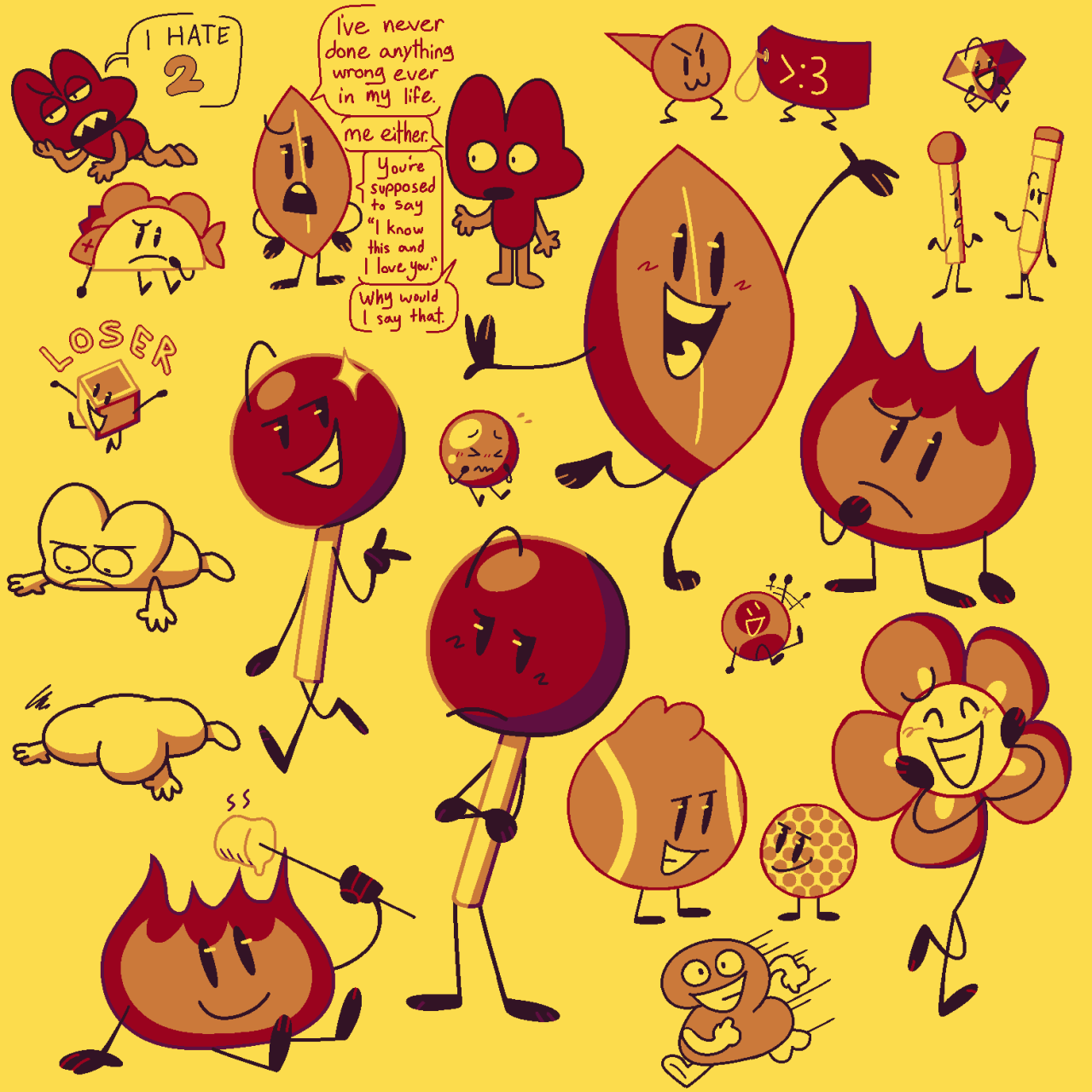 objects #bfdi#bfb#tpot#xfohv#bfb four#bfb x #i can just list all of them in one tag right i mean the search system is weird  #leafy firey tennis ball golf ball flower lollipop bubble profiley price tag taggy naily ruby pencil match loser taco two is that everyone  #tagging is too annoying  #anywayyyy i did a random color palette generator and this was the first result of colors. hurties my eyes a bit after staring at it 4ever #eyestrain#my art #wow i posted this at the same time on twitter but didnt notice that twitter had an error and didnt post it rude!!!!!!!!!!!!!!!!!